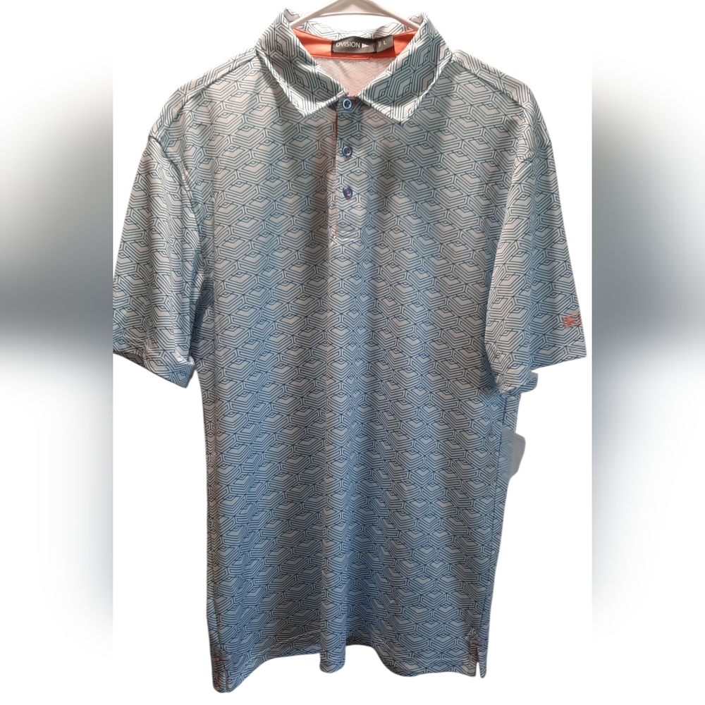 DVISION Shirt Mens Large Blue Geometric Golf Sport Athleisure Outdoor Preppy